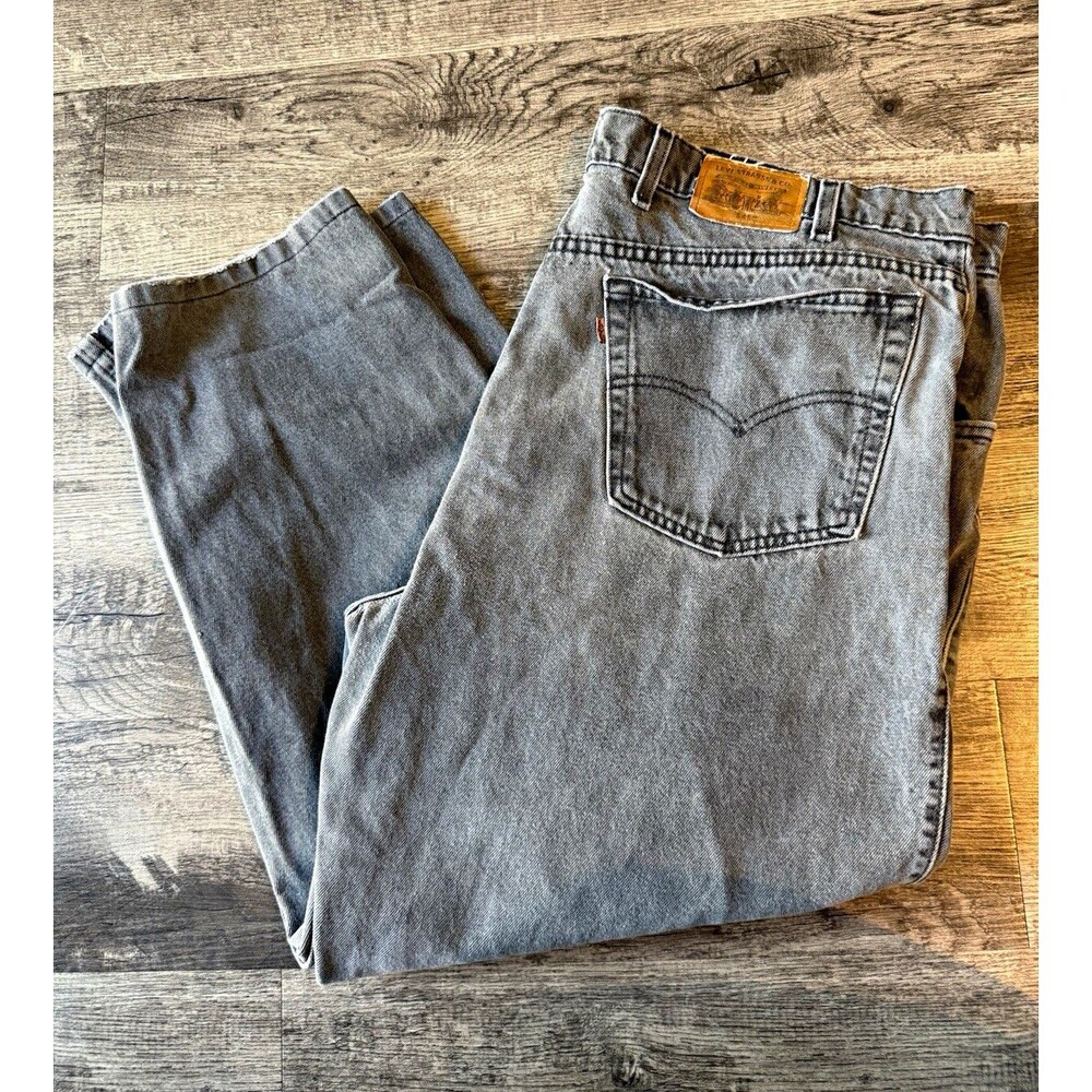Vintage Levis 545 Jeans Mens 43x30 Brown Tab Loose Baggy Grey Washed Black 90s